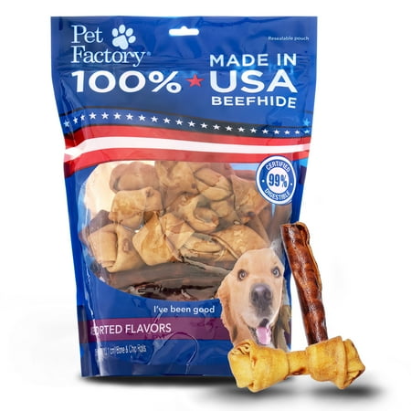 UPC: 0094983782527 | Pet Factory Made in USA Beefhide Small Assorted (12 Bones  13 Chip Rolls)  Assorted Flavors (Beef & Chicken) – 4-6   25 Count