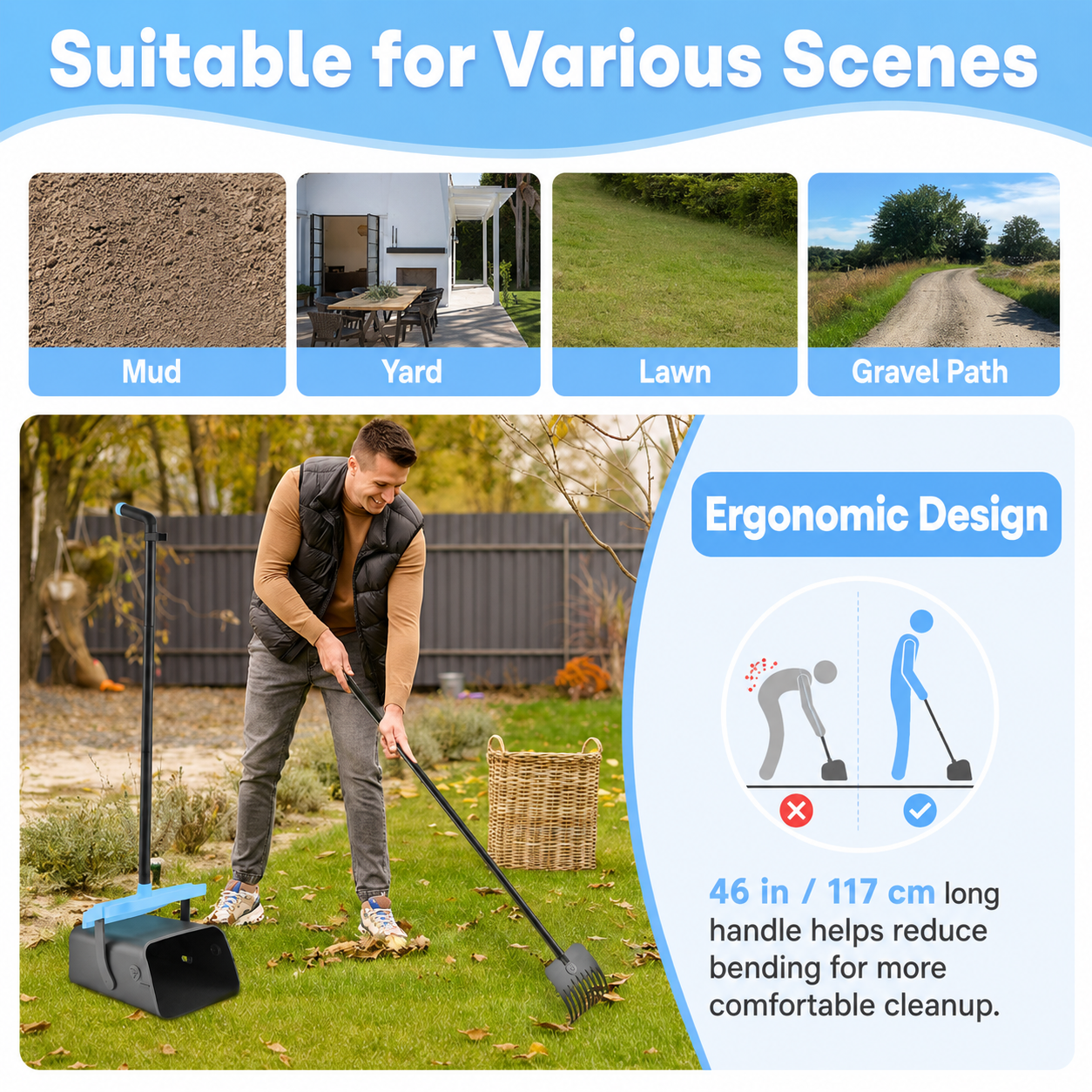 Faboho Pooper Scooper, 46" Adjustable Handle photo 6