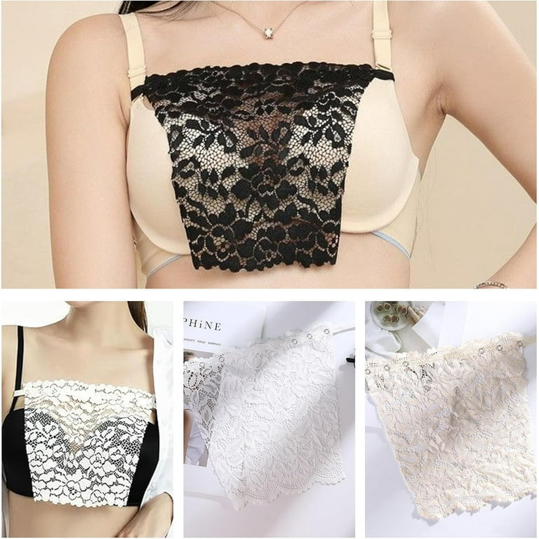 6 Pcs Modesty Panels for Low Cut Tops, Adjustable Cleavage Cover Up Modesty  Panel Vest Set, Lace Insert for Low Cut Dress, Lady Lace Clip-on Mock ...