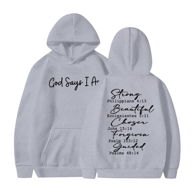TINZ Sweat à Capuche Imprimé Lettre pour Femmes, Manches Longues, avec Poches, Décontracté, Fermeture Éclair devant