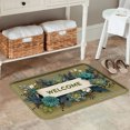 thumbnail image 2 of FJPT Welcome Floral Non Slip Flannel Polyester Floor Mat For Bathroom Kitchen Bedroom Decor 31.5x19.7 inch, 2 of 5