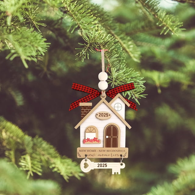 Christmas Tree Ornament | Wooden Double-Layer Pendant | Carved Holiday Decor | Rustic Christmas Decoration | Includes Shoelace for Hanging | Gift Box | 3.9in Tall | 2024 Home Completion Gift