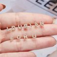 thumbnail image 3 of 1 par de pendientes con letras geométricas y diamantes de imitación, versátiles, joyas para mujer, 3 of 7