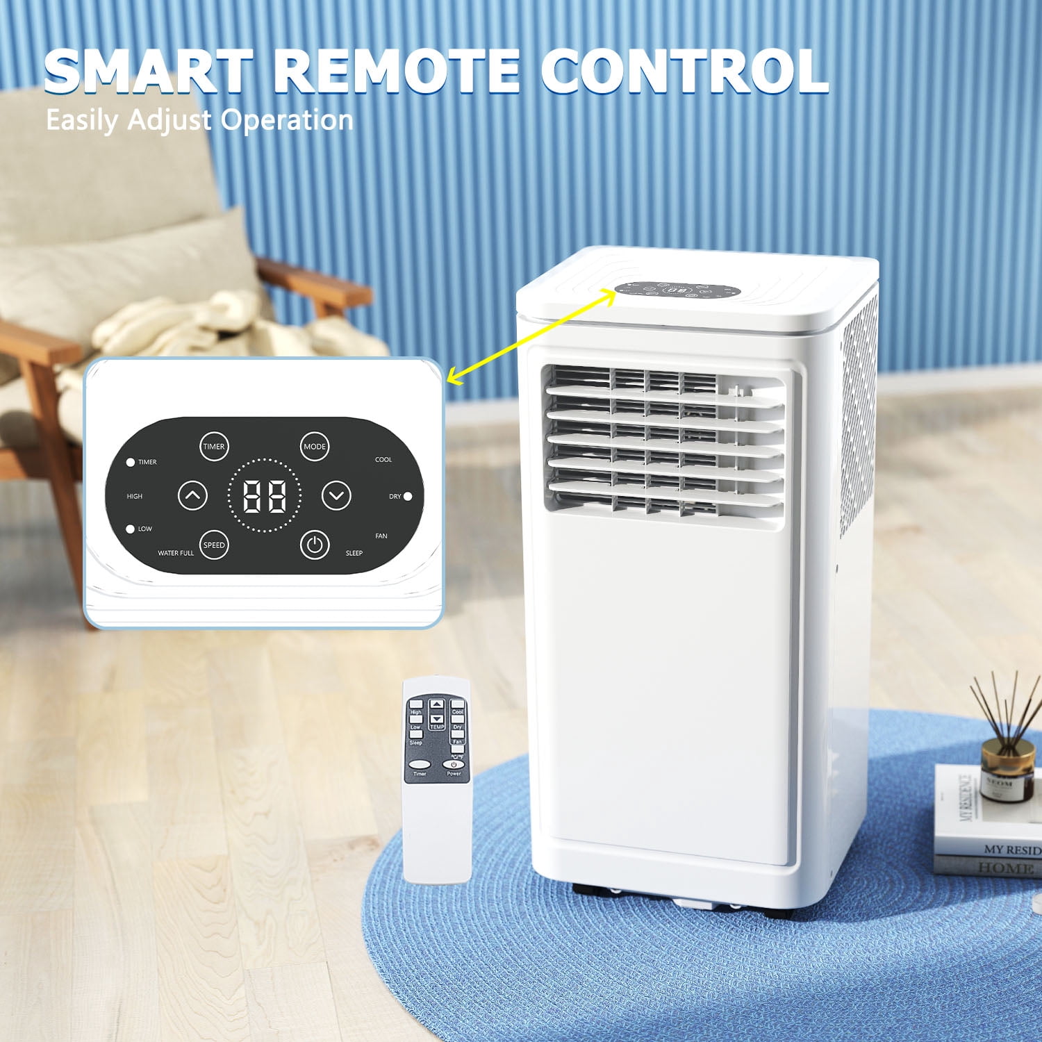 Portable Air Conditioner 10000BTU(115V) with Cooling,Dehumidifier,Sleep & Fan Mode 4-In-1 Remote Control Window Kit Included For Rooms Up To 450 Sq Ft