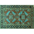 thumbnail image 1 of Ahgly Company Machine Washable Indoor Rectangle Persian Turquoise Blue Traditional Area Rugs, 8' x 10', 1 of 4