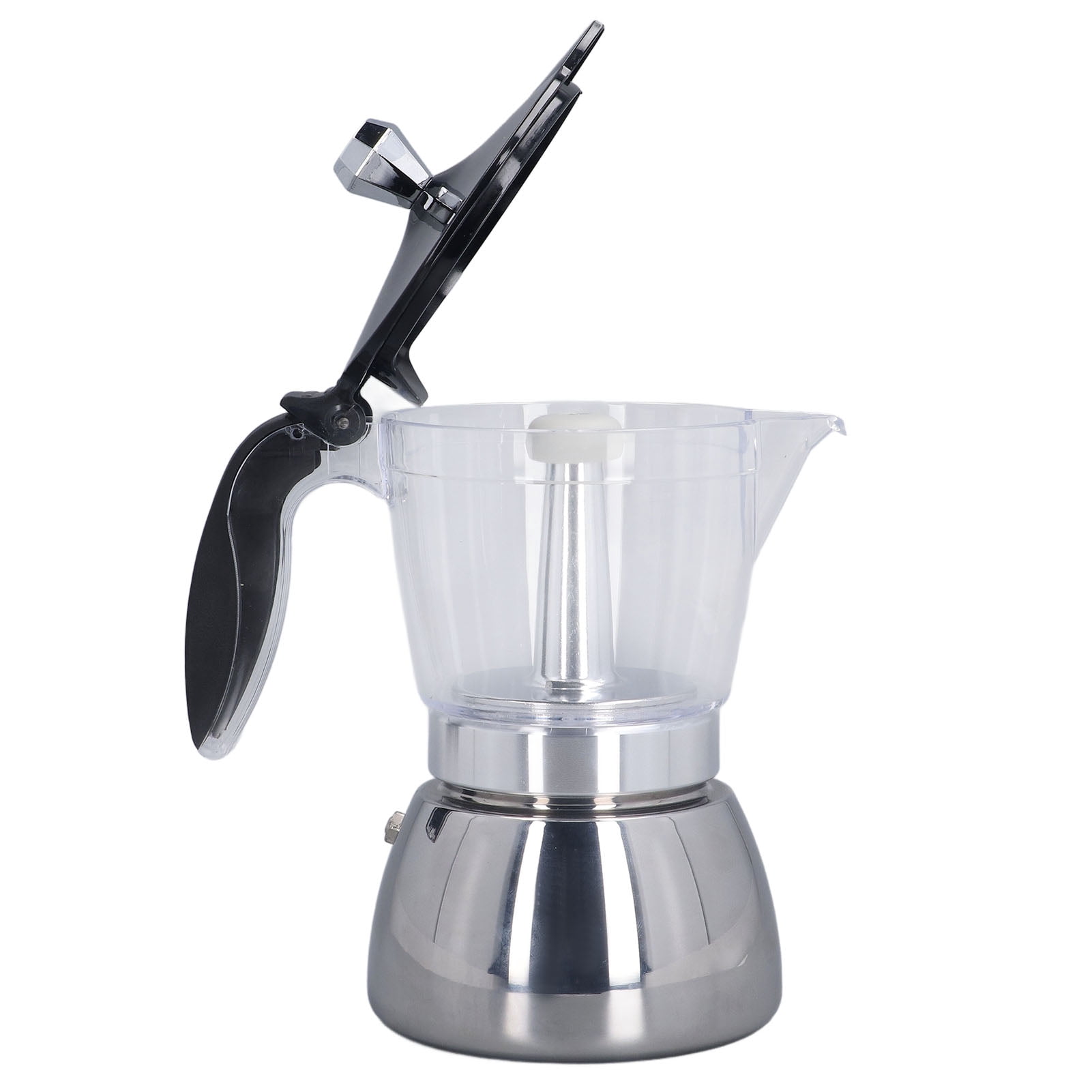 Stovetop Coffee Maker 6 Cup Moka Pot with Clear ABS Top, Stainless Steel Coffee Making Pot, Durable, Even Heat Distribution, Enhances Flavor and Aroma, Portable, for Home Office, Travel, Perfect Gift