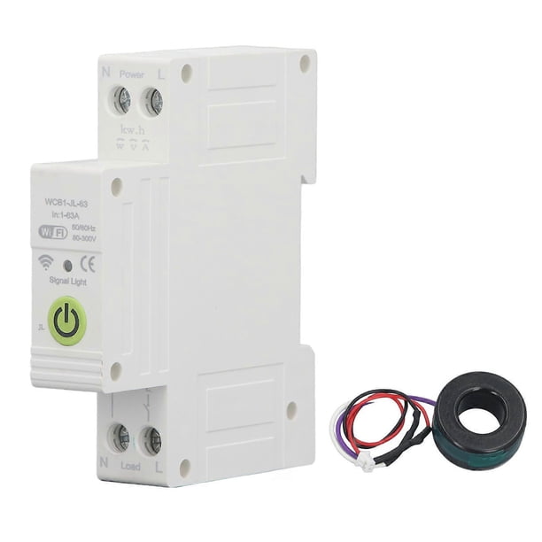 Disjoncteur intelligent WiFi, commande vocale par application, interrupteur WiFi intelligent sur rail DIN avec mesure et minuterie, AC 230 V 1 à 63 A