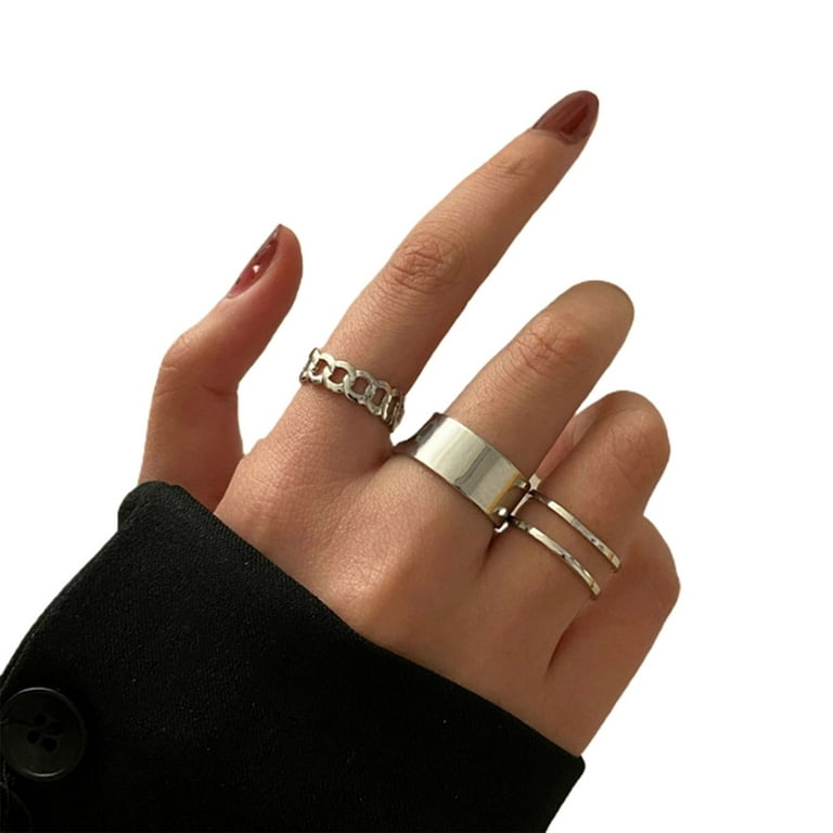 Wear Stackable Mid Alloy 3Pcs Finger Resistant Women Ring Exquisite Rings Party for