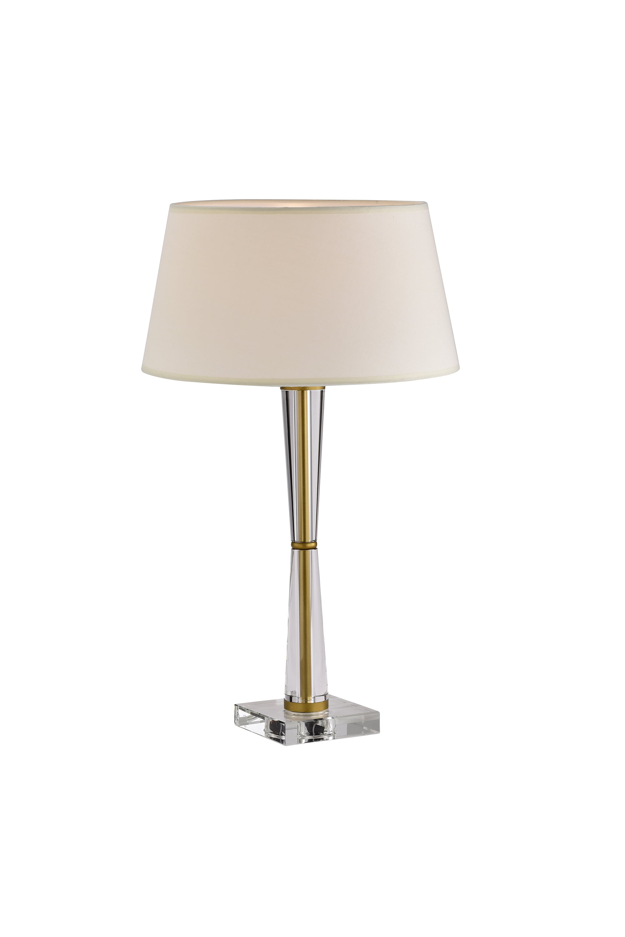 Swanson Off-White+Matte Gold 1-Light Metal/Fabric Drum Shade Table Lamp