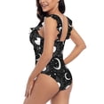 thumbnail image 5 of Yiaed Crescent and Stars Print Women's Ruffled One Piece Swimsuit V Neck Swimwear Slimming Monokini for Woman-X-Large, 5 of 8