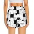 thumbnail image 4 of Uemuo Doodle Cute Cat Pattern Women's Athletic Shorts High Waisted Running Shorts with Liner Pockets Gym Elastic Workout Shorts-, 4 of 9