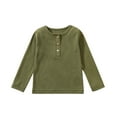 thumbnail image 2 of Meichang Kids Shirt Long Sleeve Crew Neck Button Up Tops Solid Loose Fit Henley Shirts Basic Tees Casual Comfy Toddler Clothes Green 6 Years, 2 of 5