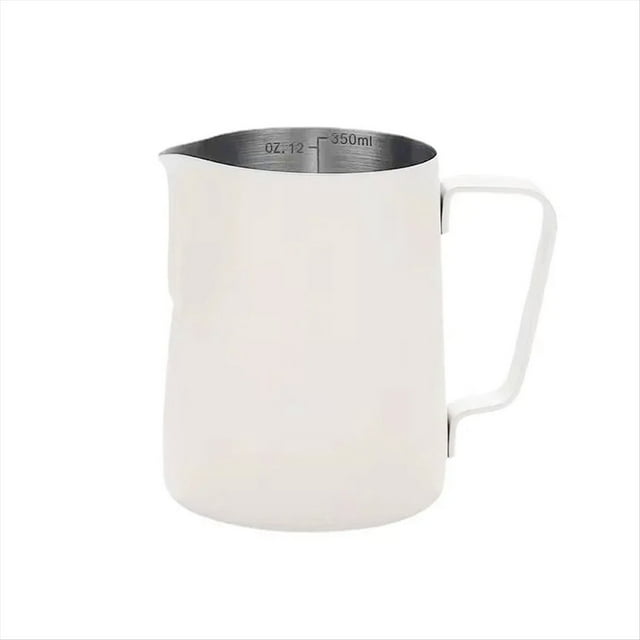 Jarra para Espumar Leche de 350 Ml, Jarra de Acero Inoxidable para Leche, Ideal para Leche, Crema, Agua y Zumos.