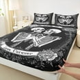thumbnail image 3 of Manfei Couple Skeleton Skull Full Size Sheets, Romantic Gothic Bride Bed Sheets, Bohemian Valentines Day Sheet Sets, Microfiber Bedroom Decor, 4 Pieces, 3 of 7