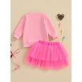 thumbnail image 3 of aturustex Toddler Baby Girl 1st Birthday Outfits 6M-18M Infant Long Sleeves Sweatshirts Letter Embroidery Pullovers Crew Neck Tops with Tulle A-Line S Cute Casual 2 Pcs Clothes Set for Party, 3 of 8