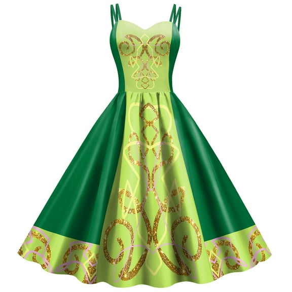 Brilliant St. Patrick's Day Dress Women's Costumes Women's Halter Dress Halter V-Neck Dresses Spring Dresses 2024(Green,S)