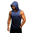 thumbnail image 2 of Men's Sleeveless Gradient Hoodie Tank, Muscle Fit Pullover Workout Vest with Pocket - Breathable Quick-Dry Athletic Shirt for Summer Gym & Bodybuilding Black L, 2 of 8