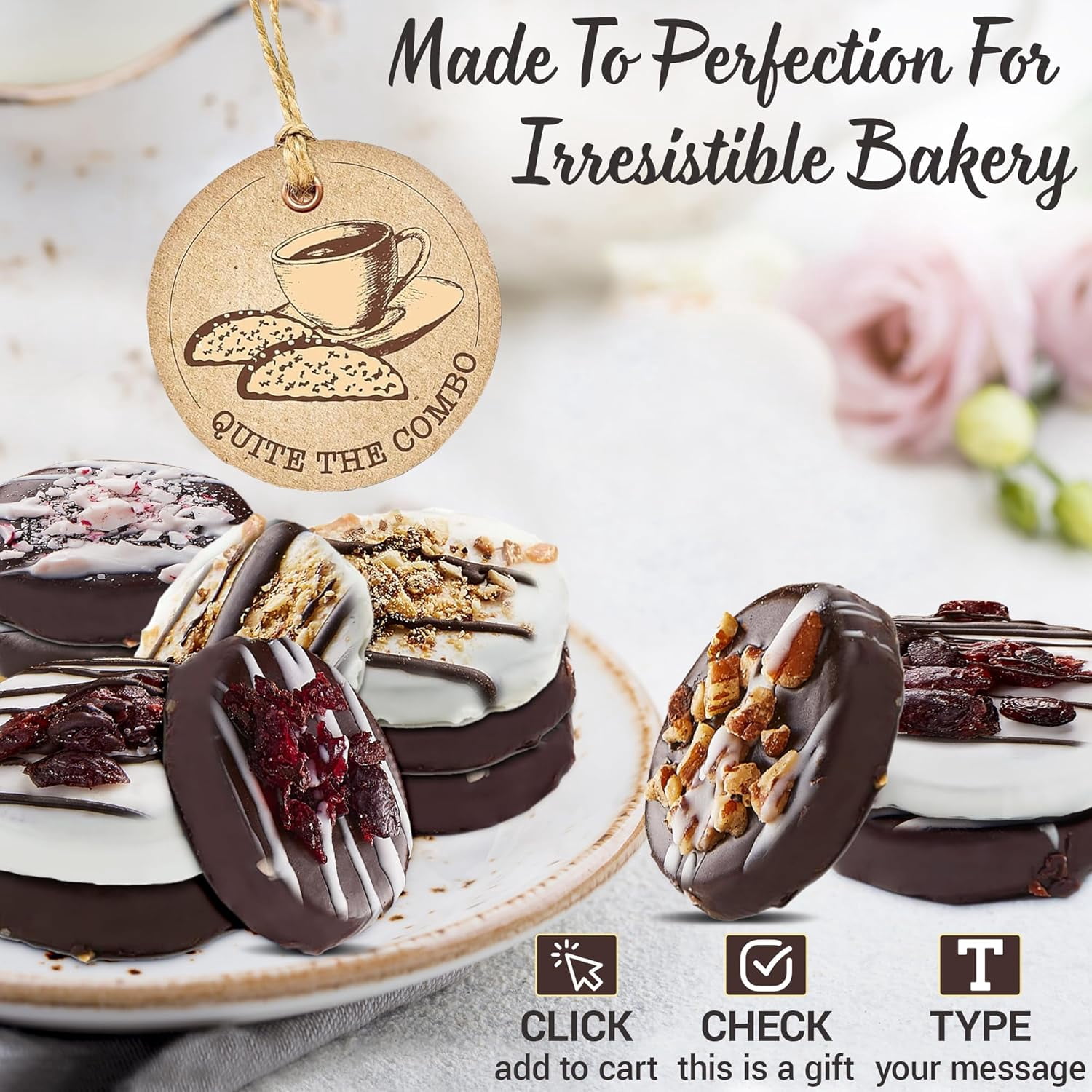 Pastry Perks 12 Gourmet Chocolate-Covered Cookies, Happy Birthday Gift Basket – Delicious Celebration Treats for Men, Women, and Grandma – Holiday Food Delivery Gift Ideas