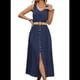thumbnail image 2 of Vestidos de Verano para Mujer 2025, Sin Mangas, Abotonados, Cintura Baja, Informales, Corte A, Vestido Midi, Vestido de Verano, Azul Marino, Talla M, 2 of 7