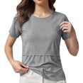 thumbnail image 3 of Gelikeya Womens Nursing Tops for Breastfeeding Soft Maternity Shirt Short Sleeve Comfortable Pregnancy Clothes Loungewear Blouse Grey, Size L, 3 of 5