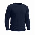 thumbnail image 6 of IAJDKMEK Men's Long Sleeve Crew Neck Shirt - Terry Cloth Textured Pullover Tops, Thermal Warm Casual Shirts for Cold Weather,Navy 3XL, 6 of 9