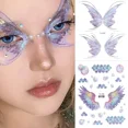 thumbnail image 3 of Alas de mariposa de hadas 3D, hoja de tatuaje brillante, pegatina impermeable, tatuaje falso de mariposa, brillo facial, fiesta de princesa de hadas para niñas, 3 of 5