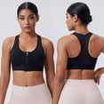 thumbnail image 6 of Feancey Womens Racerback Sports Bras Mesh Breathable Zipper Front Closure Bra Comfort No Underwire Yoga Workout Bra Solid Color Push Up Bralettes Black L, 6 of 6