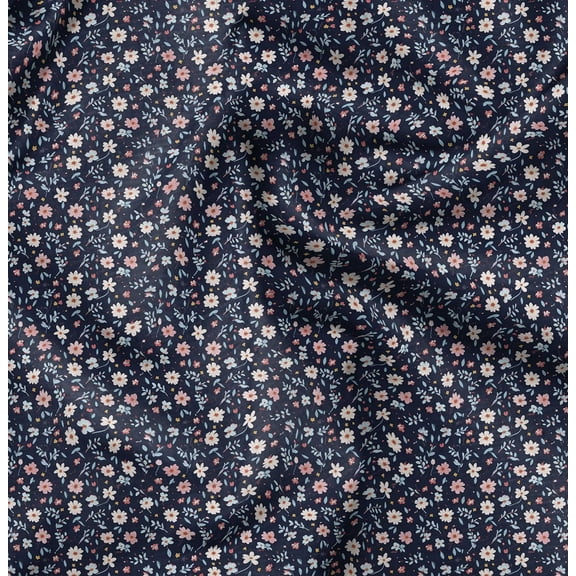 Soimoi Pure Silk Blue Fabric By the Yard - 42 Inch Wide - Florals Print Fabric - Elegant and Timeless Patterns for Fashion and Home Decor Printed Fabric