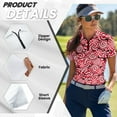 thumbnail image 5 of COEQINE V Neck Golf Shirts for Women 1/4 Zip Lightweight Short Sleeve Tennis Activewear Candy Cane Print Moisture Wicking Soft Golf Tops Quick Dry Fit Polo Shirts, S, 5 of 7