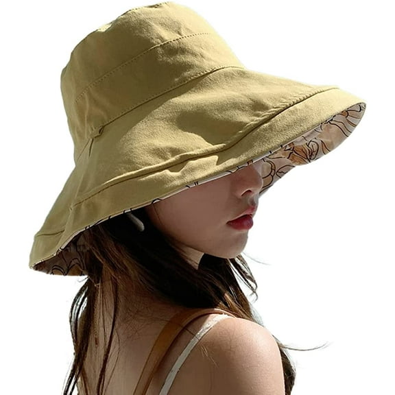 CoCopeaunts Women's Sun Hat Packable Reversible Bucket Hat UV Sun Protection Wide Brim Fishmen Caps Summer Beach Cap Commute Outdoor