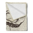 thumbnail image 2 of Oyster Soft Flannel Fleece Throw Blanket, Sketched Virginica Atlantic Oysters on Polka Dot Background, Cozy Plush for Indoor and Outdoor Use, 70" x 90", Dark Brown Azure Blue, by Ambesonne, 2 of 5