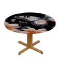 thumbnail image 3 of HAOXIT Outdoor Round Tablecloth, Colorful Flower Umbrella Tablecloth Retro Flower Waterproof Patio Table Cover for Party Picnic,Fit for Round Tables 42-46, 3 of 8