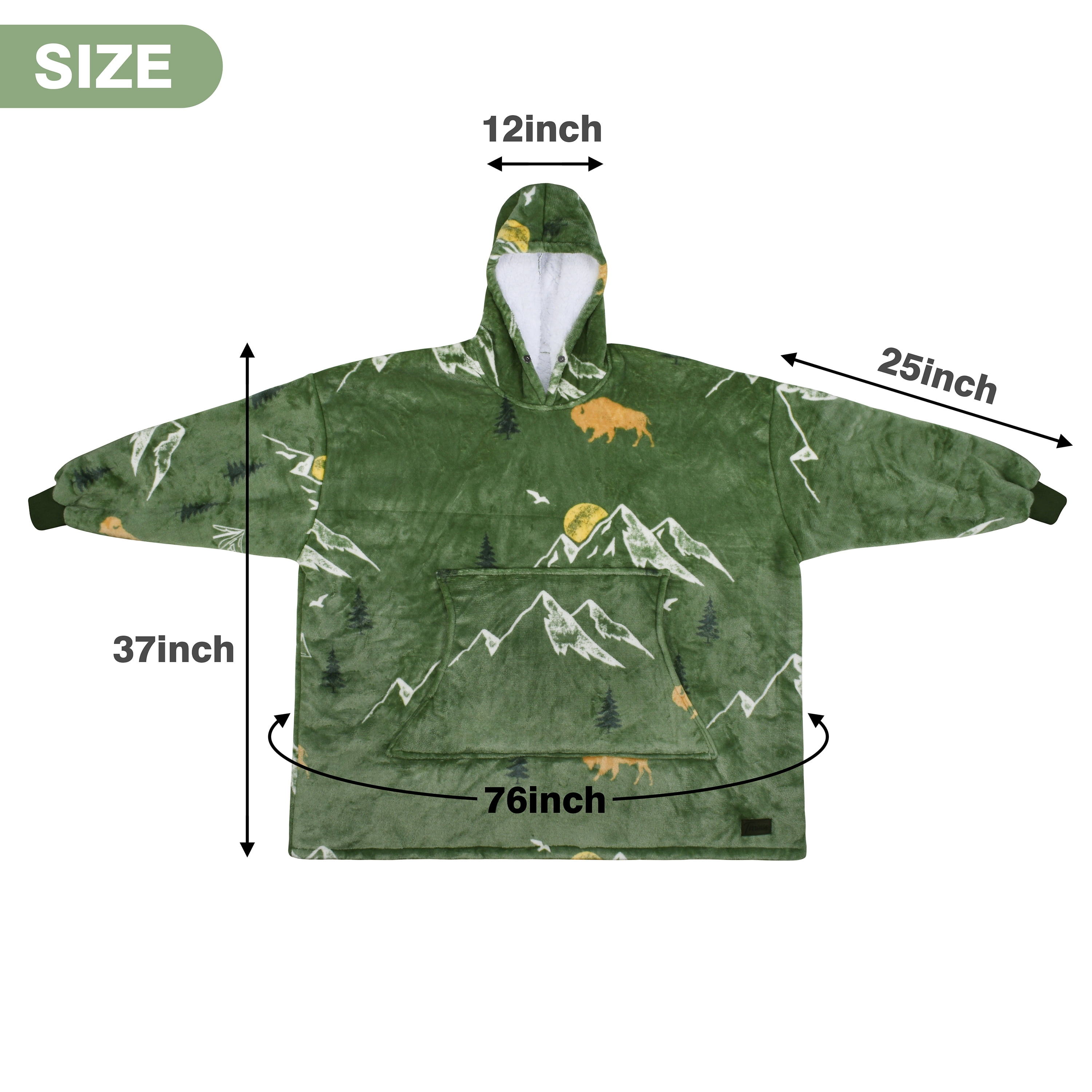 Catalonia Oversized Wearable Blanket Hoodie Sweatshirt, Comfortable Sherpa Lounging Pullover for Adults Men Women Teenagers Wife Girlfriend Gift