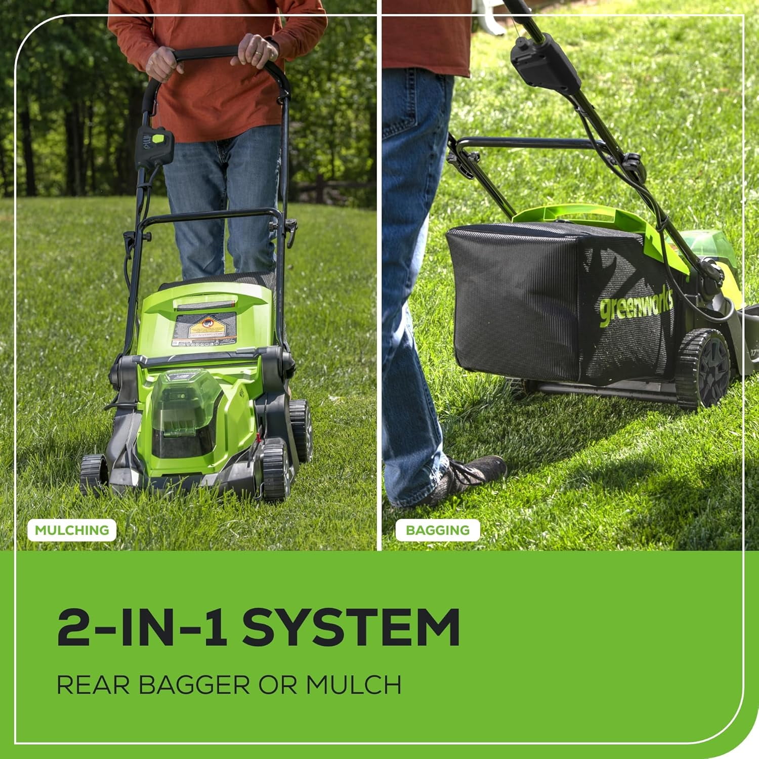 Greenworks 48V (24V x 2) 17" Brushless Cordless Push Lawn Mower, Includes (2) 4.0Ah Batteries and Dual Port Rapid Charger (200+ Compatible Tools, 45-Min Runtime)