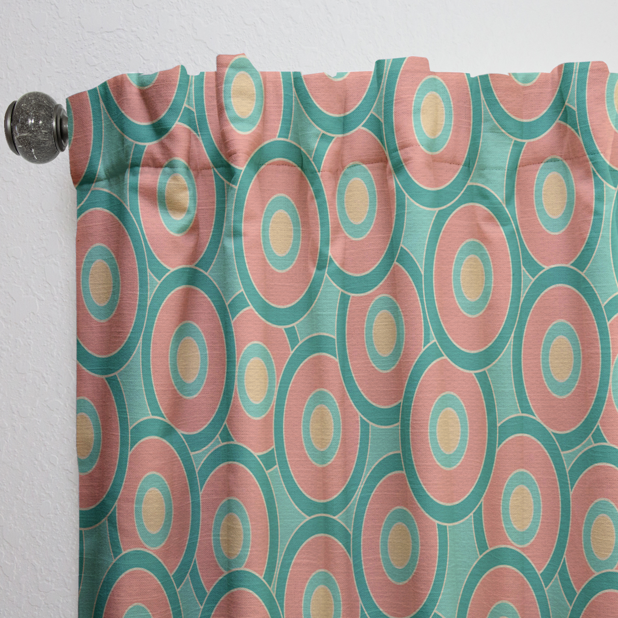 Designart 'Circular Retro Pattern VI' Mid-Century Modern Curtain Panel