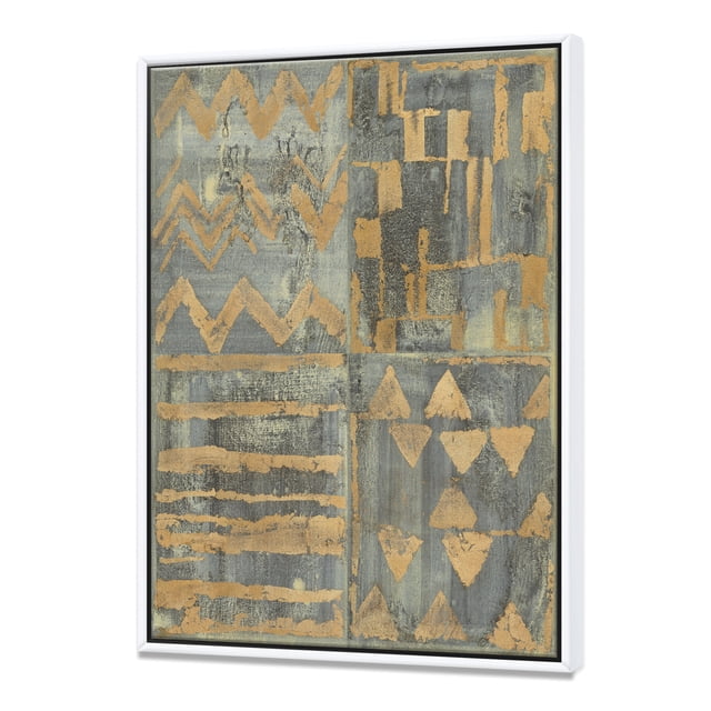 Gold Geometric Tapestry III - Modern & Transitional Framed Canvas