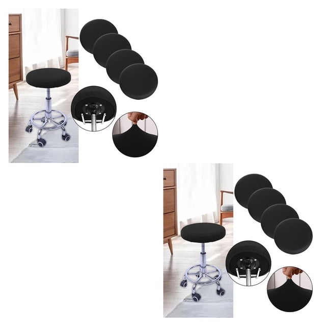 Billuyoard Cojín para taburete de bar, redondo, duradero, suave, lavable, para silla de 12-18 pulgadas, azul oscuro 2piezas negro