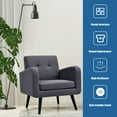 thumbnail image 4 of Modern Comfortable Fabric Armchair, Mid-Century Accent Single Sofa for Bedroom Living Room Club, Home Stylish Armchair with Rubber Wood Legs, Contemporary Upholstered Linen Sofa Chair, Grey, 4 of 8