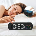 thumbnail image 3 of REGALWOVEN Dimmable LED Alarm Clock - 3-Level Brightness, Dual Alarms, Snooze Function, Fits Bedside Table Black Housing With Green Light 6.5"L x 1.0"W x 1.8"H, 3 of 6