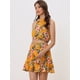 thumbnail image 3 of Conjunto de 2 piezas para mujer Allegra K con cuello halter floral sin mangas y falda corta Amarillo S, 3 of 5