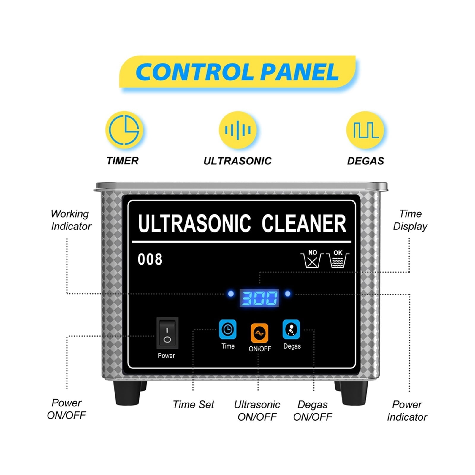 800ml Household Digital Ultrasonic Cleaner 80W Stainless Steel Bath Degas Ultrasound Washing for Watches Jewelry