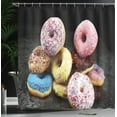 thumbnail image 3 of Ambesonne Donut Shower Curtain, Colorful Doughnuts on Dark, 69"Wx84"L, Pastel Yellow and Sky Blue, 3 of 4