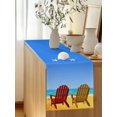thumbnail image 5 of Sandy Chairs Table Runner, Summer Beach Ocean Blue Sky Cotton Linen Kitchen Table Decoration Washable Dining Tabletop Runners for Home Party Decor 13x90 Inches, 5 of 9