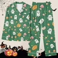 thumbnail image 6 of Tnhcen Women's Halloween Skull Print Pajama Set Long Sleeve Collared Sleepwear Comfortable Loungewear 2-Piece Outfit S-2XL Green, 6 of 6