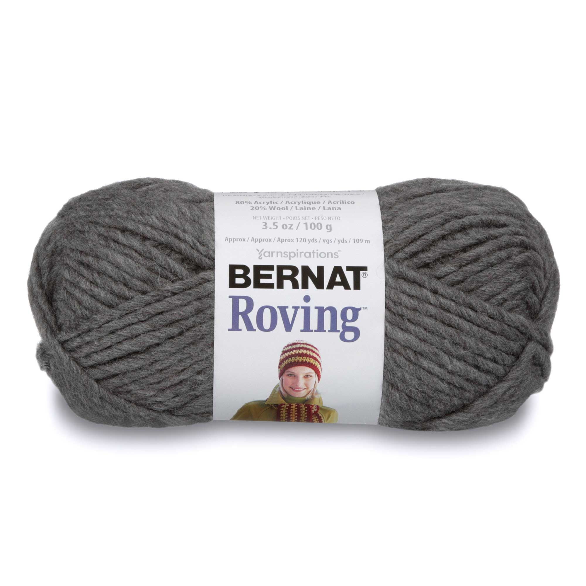 Bernat Dark Grey Roving Classic Yarn, 3.5 ounces, 120 yards