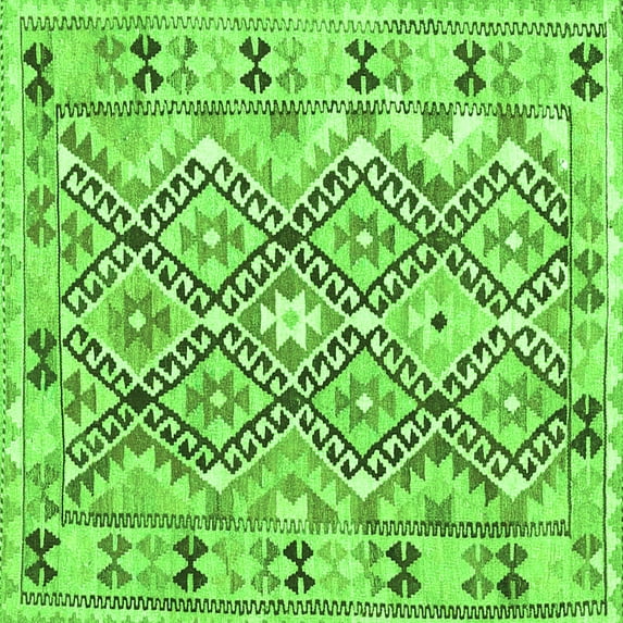 Ahgly Company Indoor Square Southwestern Green Country Area Rugs, 3' Square