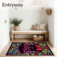 thumbnail image 3 of ODIKA 2'x3' Machine Washable Non-Slip Area Rug, Pug with Glasses and Festive Bow Tie Modern Art Interlocking Design High Traffic Rug with Pad, Black, 745638, 3 of 8