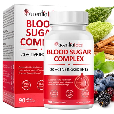 Blood Sugar Support Supplement, 20 Active Ingredients, Metabolism Booster, 940 mg Per Serving, 60 Count