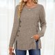 thumbnail image 3 of Blusa Mangas Largas Camisa Top Mujer Básico Ajuste Holgado Cuello Redondo Traje Diario Simple Kuymtek Caqui T XXL para Mujer, 3 of 6