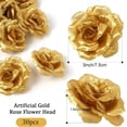 thumbnail image 2 of Paquete de 30 flores artificiales de rosas doradas, cabeza de flor, cabezas de flores de rosas de seda artificiales doradas para el día de San Valentín, boda, fiesta, decoración del hogar, 2 of 4